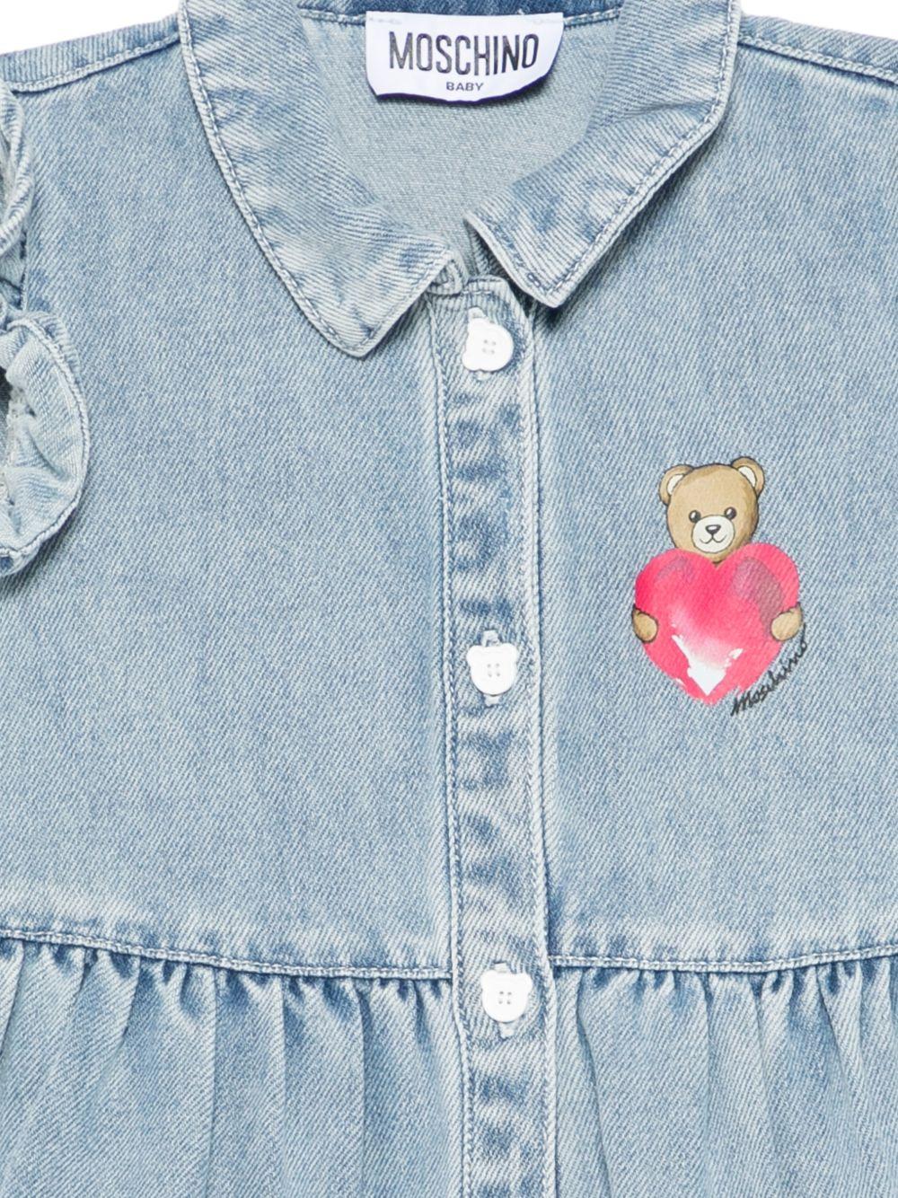 Abito per neonata Moschino Kids in denim con design a strati MDV0D9L0E34 40186 MOSCHINO KIDS
