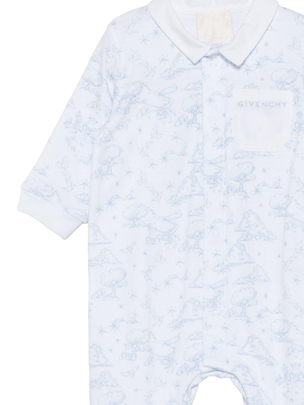 Set tutina cappellino per neonato Givenchy Kids azzurro con stampa grafica all-over H31264 N48 GIVENCHY KIDS