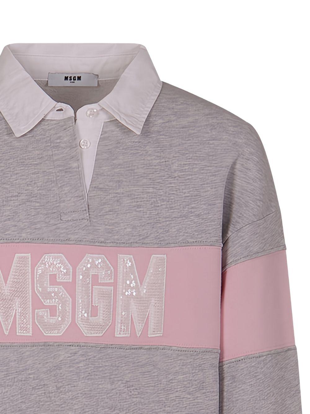 T-shirt per bambina MSGM Kids rosa e grigia a maniche lunghe S6MSJGSW027 MS076 MSGM KIDS
