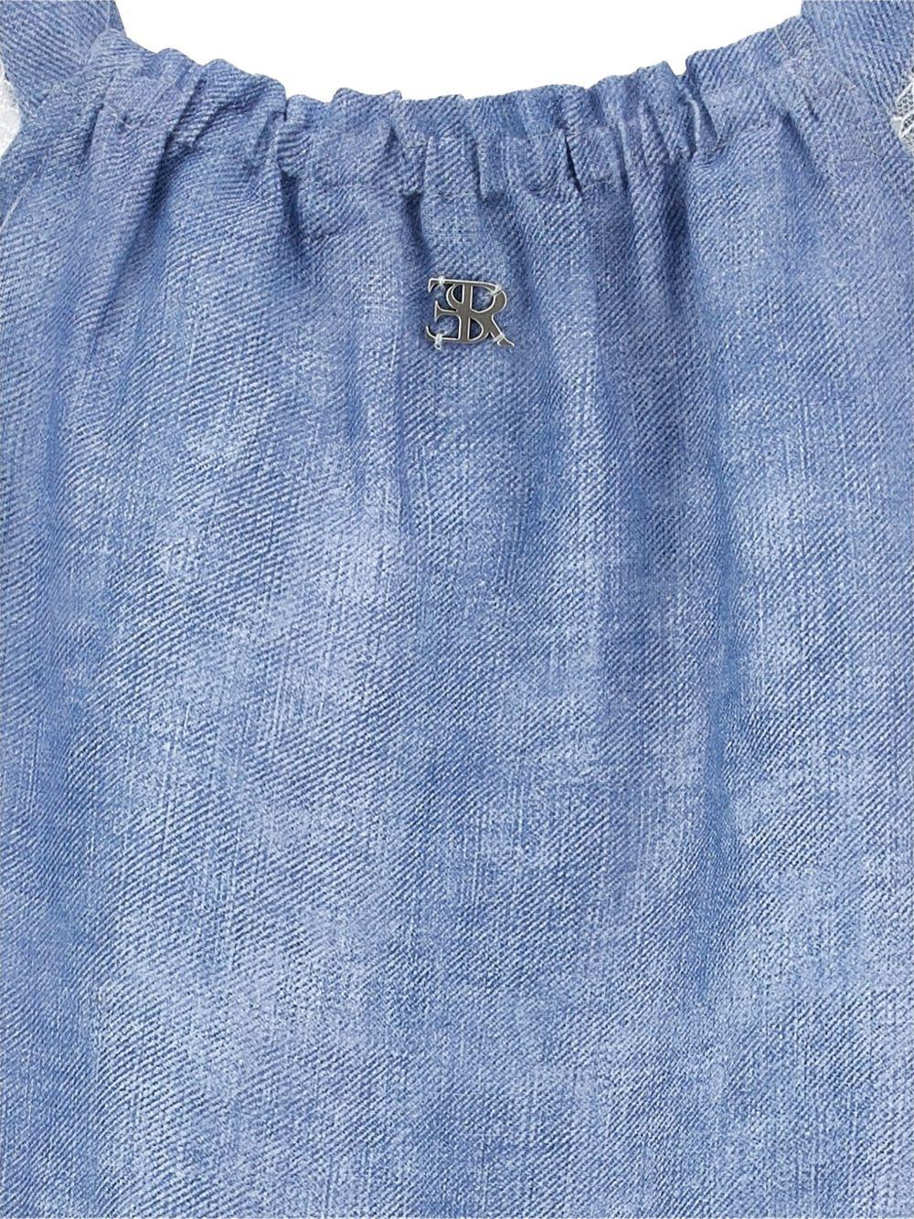 Abito per bambina Ermanno Scervino Junior in denim con ricamo a fiori Z1G907 7672 0062 ERMANNO SCERVINO JUNIOR