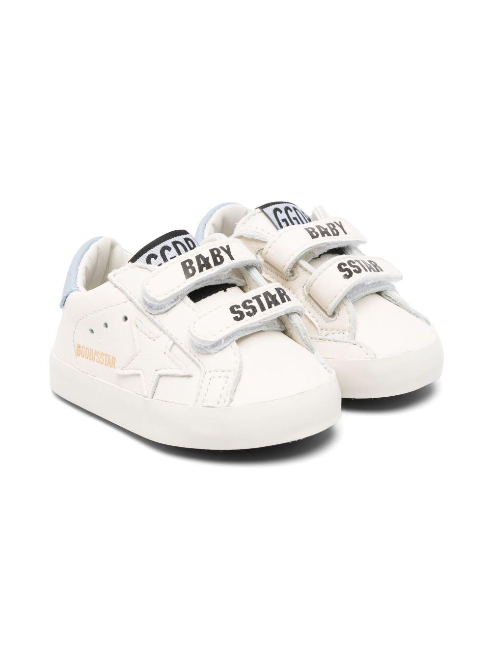 Sneakers per neonati Golden Goose Kids bianche con dettaglio tallone azzurro F00534F007129 11409 GOLDEN GOOSE KIDS