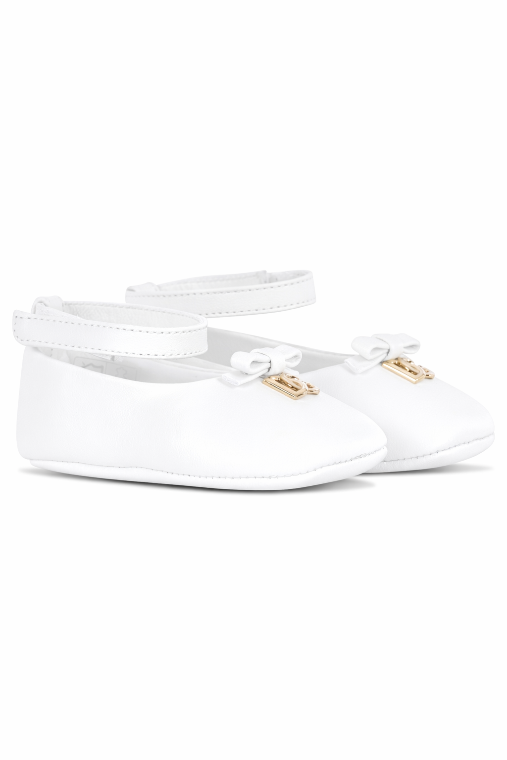 Ballerine per neonata Dolce & Gabbana Kids bianche con placca logo DK0065 AB793 80001 DOLCE & GABBANA KIDS
