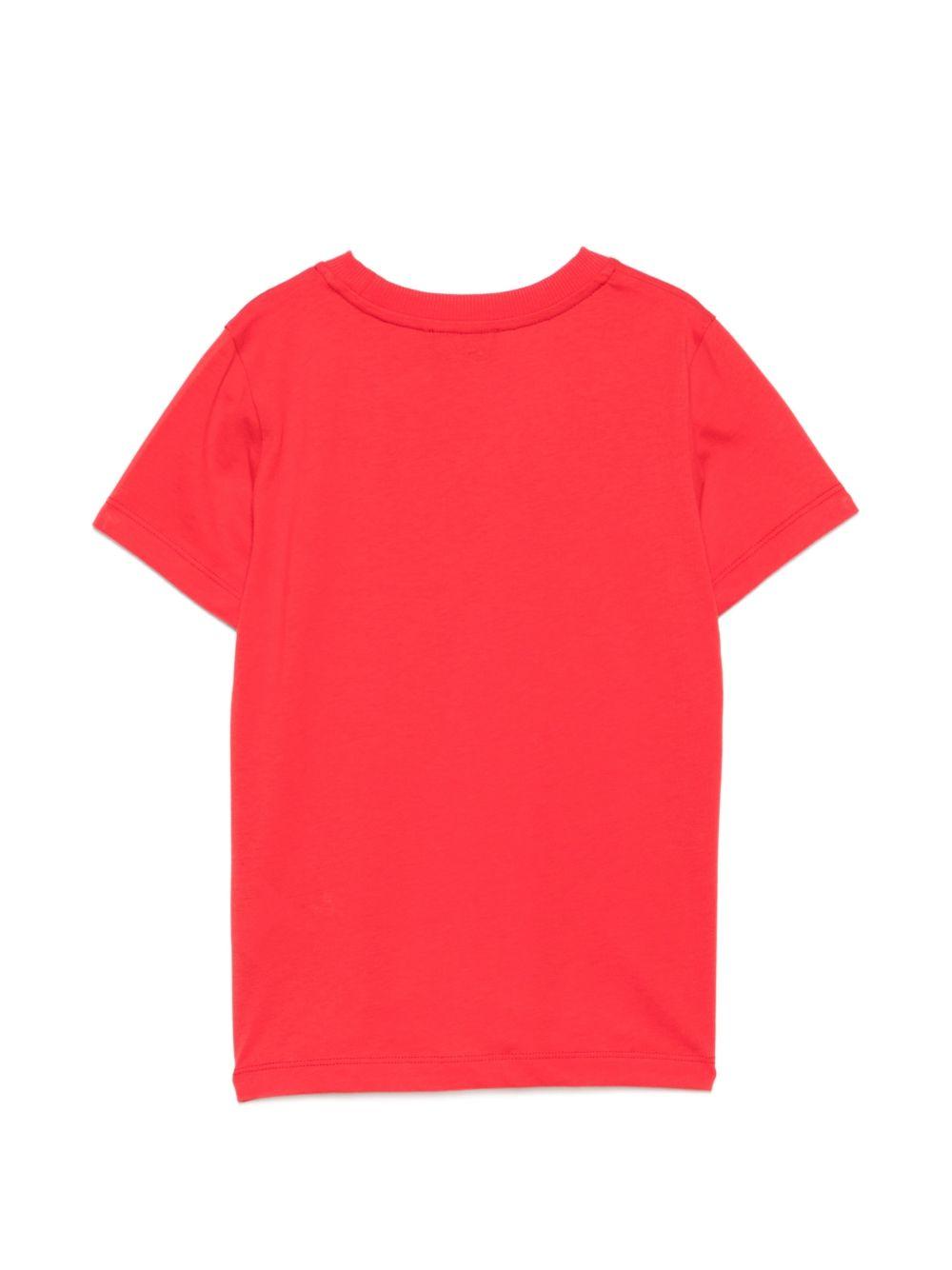 T-shirt per bambini Moschino Kids rossa con stampa grafica con logo H6M058LAA20 50109 MOSCHINO KIDS