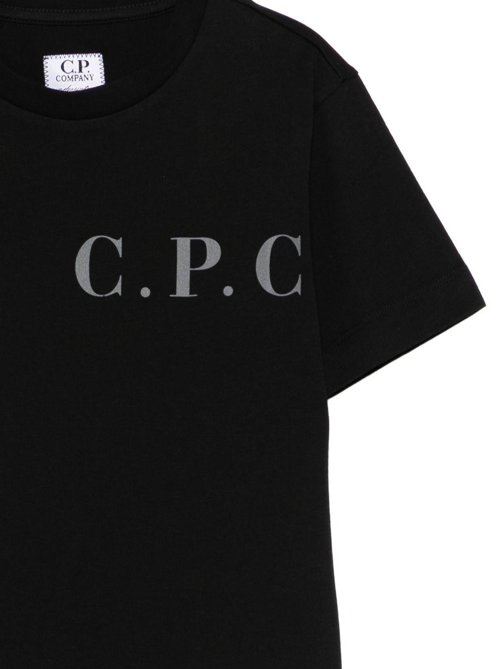 T-shirt per bambino C.P. Company Kids nera con logo sul davanti C5M00LLAA17 60100 C.P.COMPANY KIDS
