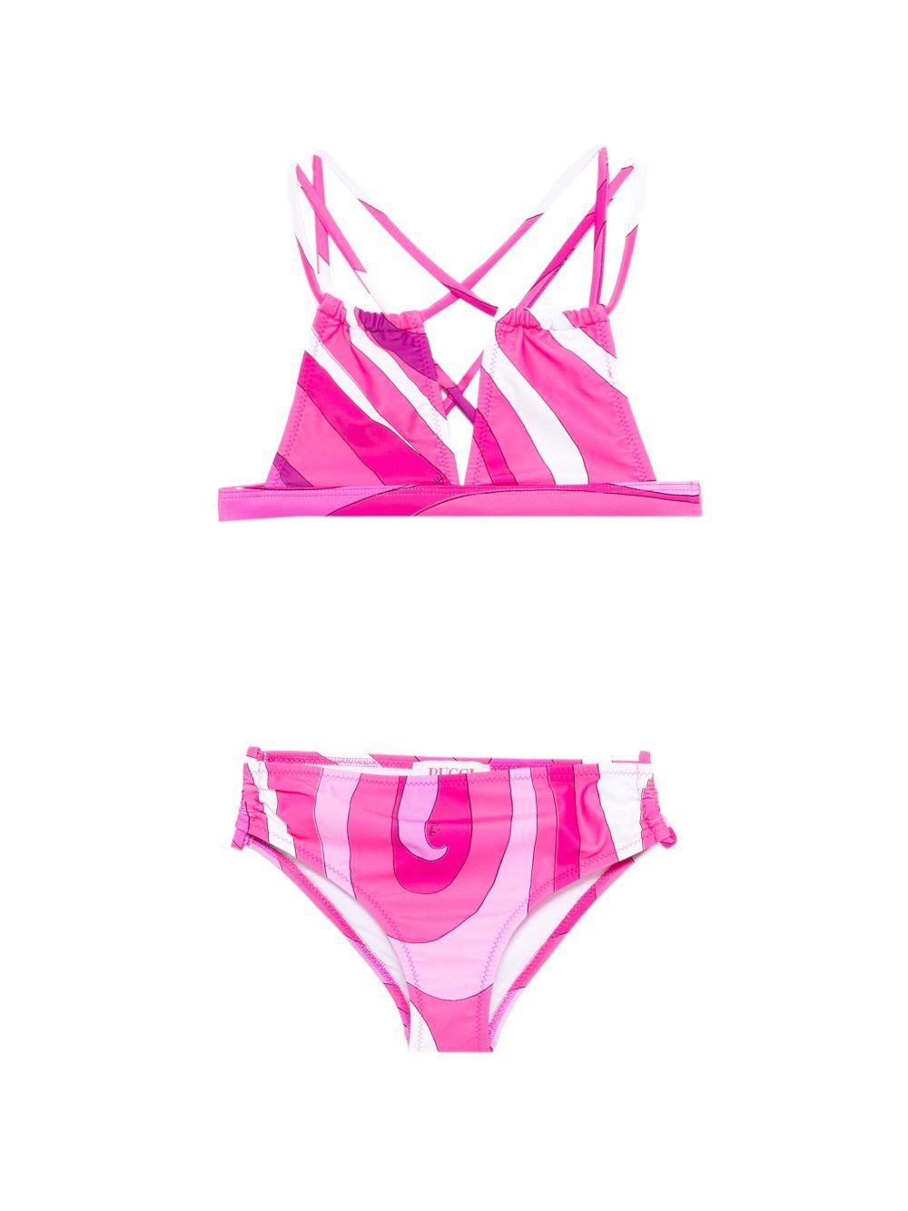 Bikini per bambina Emilio Pucci Junior rosa con stampa grafica PYCA19 Z3747 570BC EMILIO PUCCI KIDS