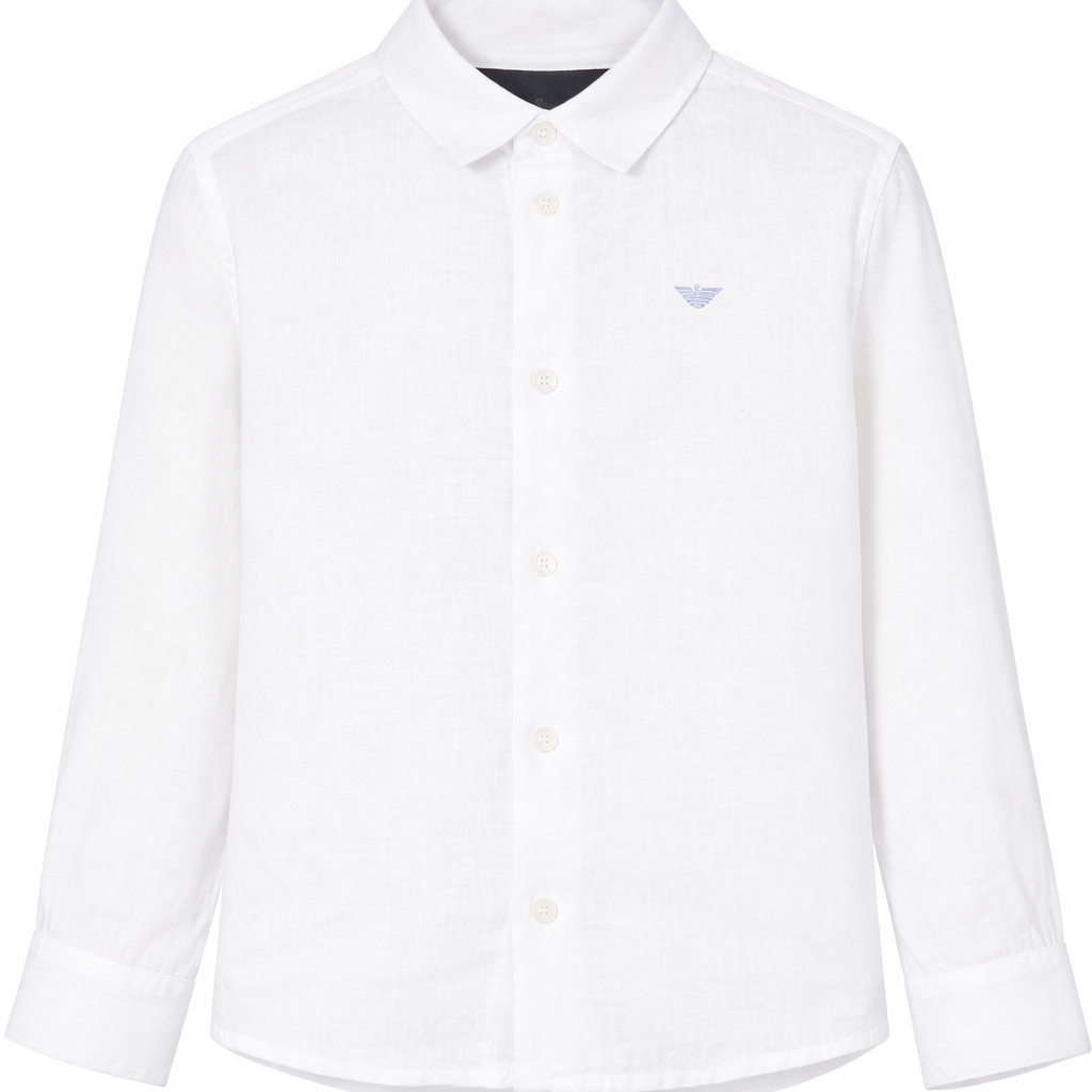Camicia per bambino Emporio Armani Kids bianca in lino 8N4CJ9 3NEEZ 0100 EMPORIO ARMANI KIDS