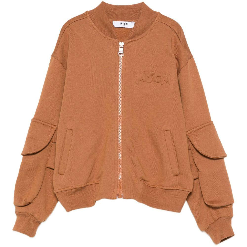 Felpa per bambino MSGM kids marrone con cerniera F5MSJUBO026 MS046 MSGM KIDS