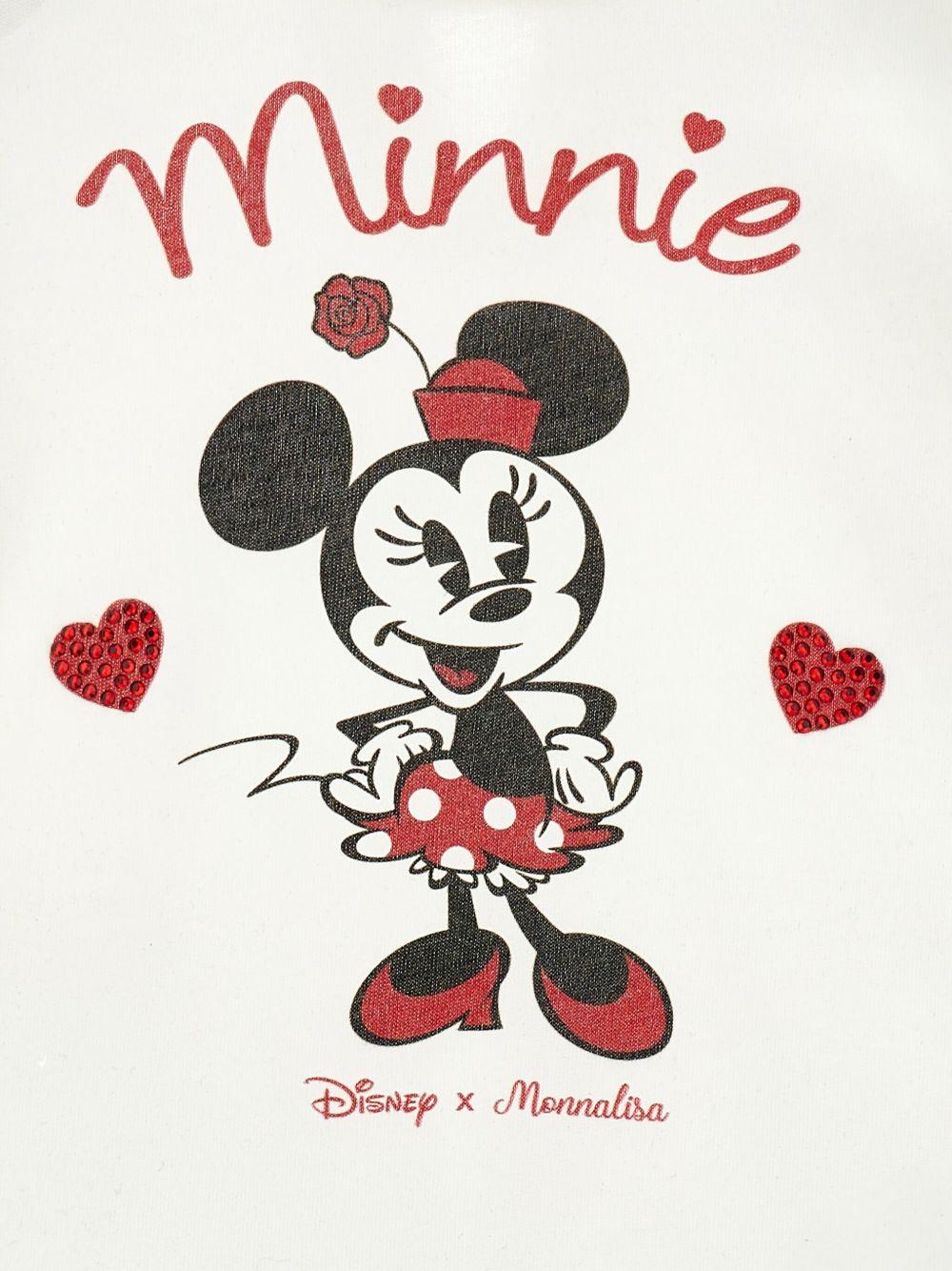 T-shirt per neonata Monnalisa bianca con stampa Minnie Mouse sul davanti 39F616 6005 0001 MONNALISA