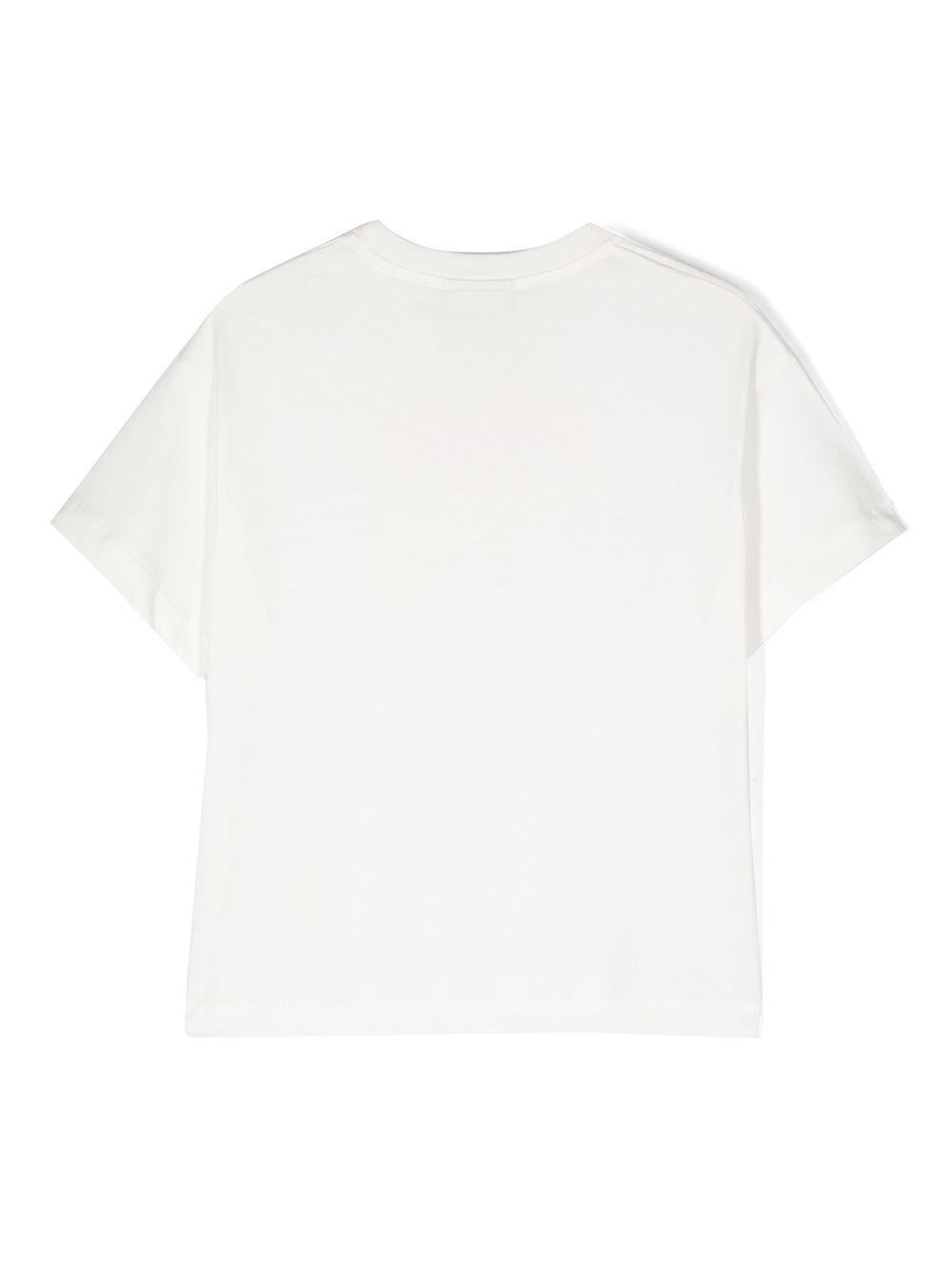 T-shirt per bambini Fendi Kids bianca con logo sul davanti JUI137 7AJ F0TU9 FENDI KIDS