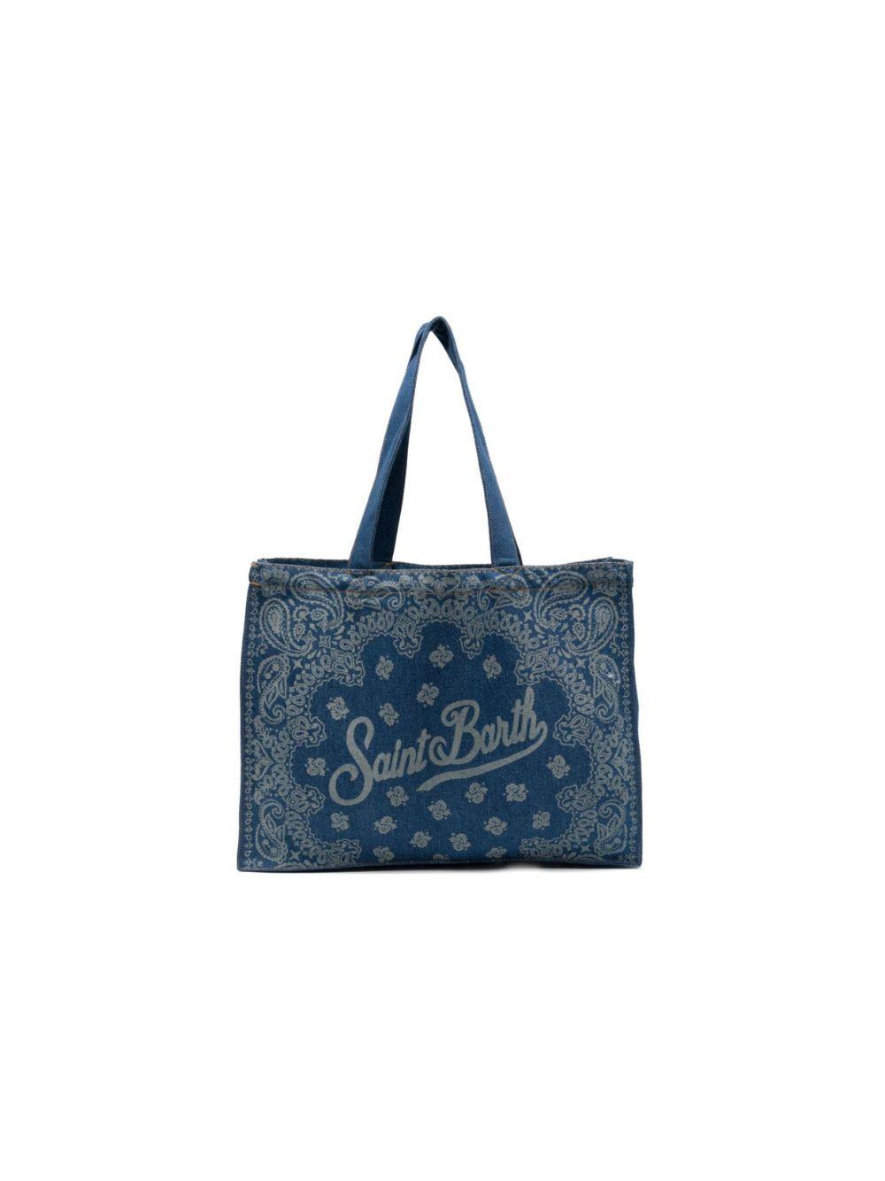 Borsa tote Essential Bag N MC2 Saint Barth denim con stampa paisley e logo stampato EBAGN006 00780L MC2 ST. BARTH KIDS