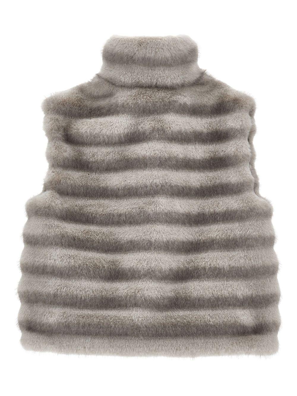 Gilet in eco-pelliccia per bambina Monnalisa grigio effetto volpe 17F108 6032 0032 MONNALISA
