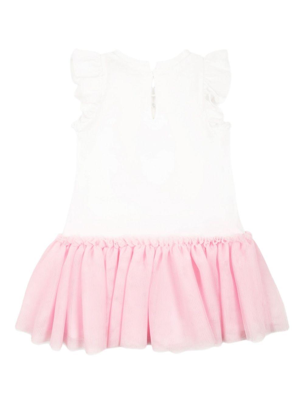 Abito in cotone per neonata Monnalisa bianco con stampa Alice 39E905 5002 9990 MONNALISA