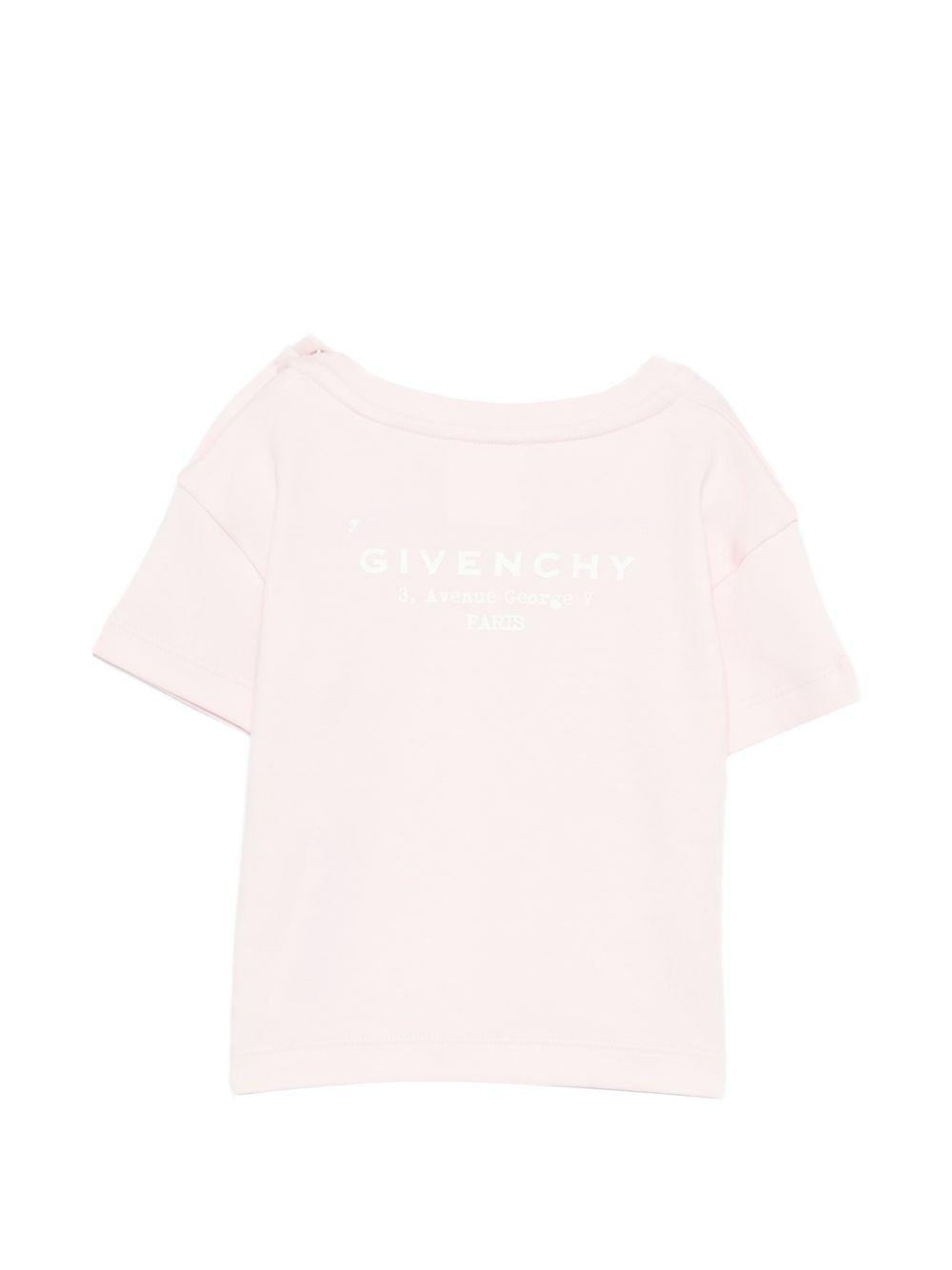 T-shirt per neonati Givenchy Kids rosa con logo sul davanti H31184 44Z GIVENCHY KIDS