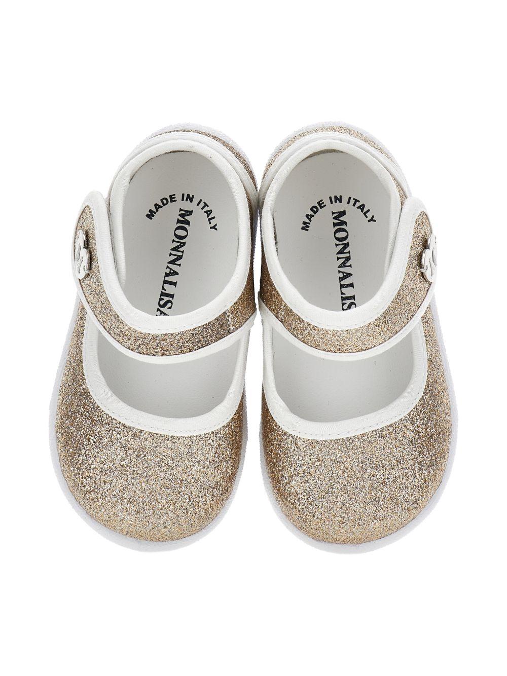 Ballerine per bambina Monnalisa color oro con cinturino a strappo 83G005 7714 G073 MONNALISA