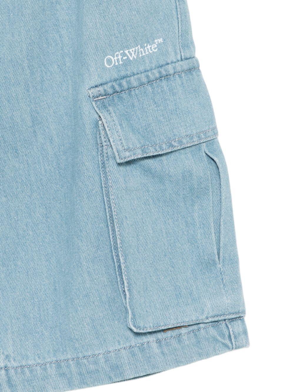 Shorts per bambino Off-White Kids azzurri con tasche cargo 44BYC002S26D001 423 OFF WHITE KIDS