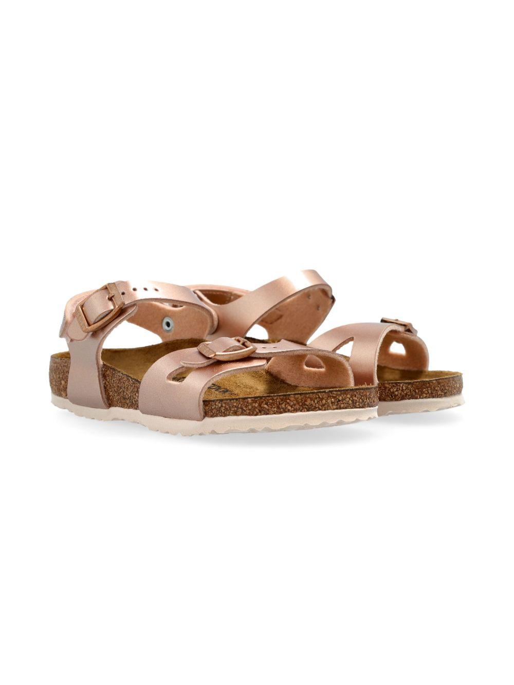 Sandali Rio per bambina Birkenstock Kids rosa con soletta in pelle con logo 1029535 COPPER BIRKENSTOCK KIDS