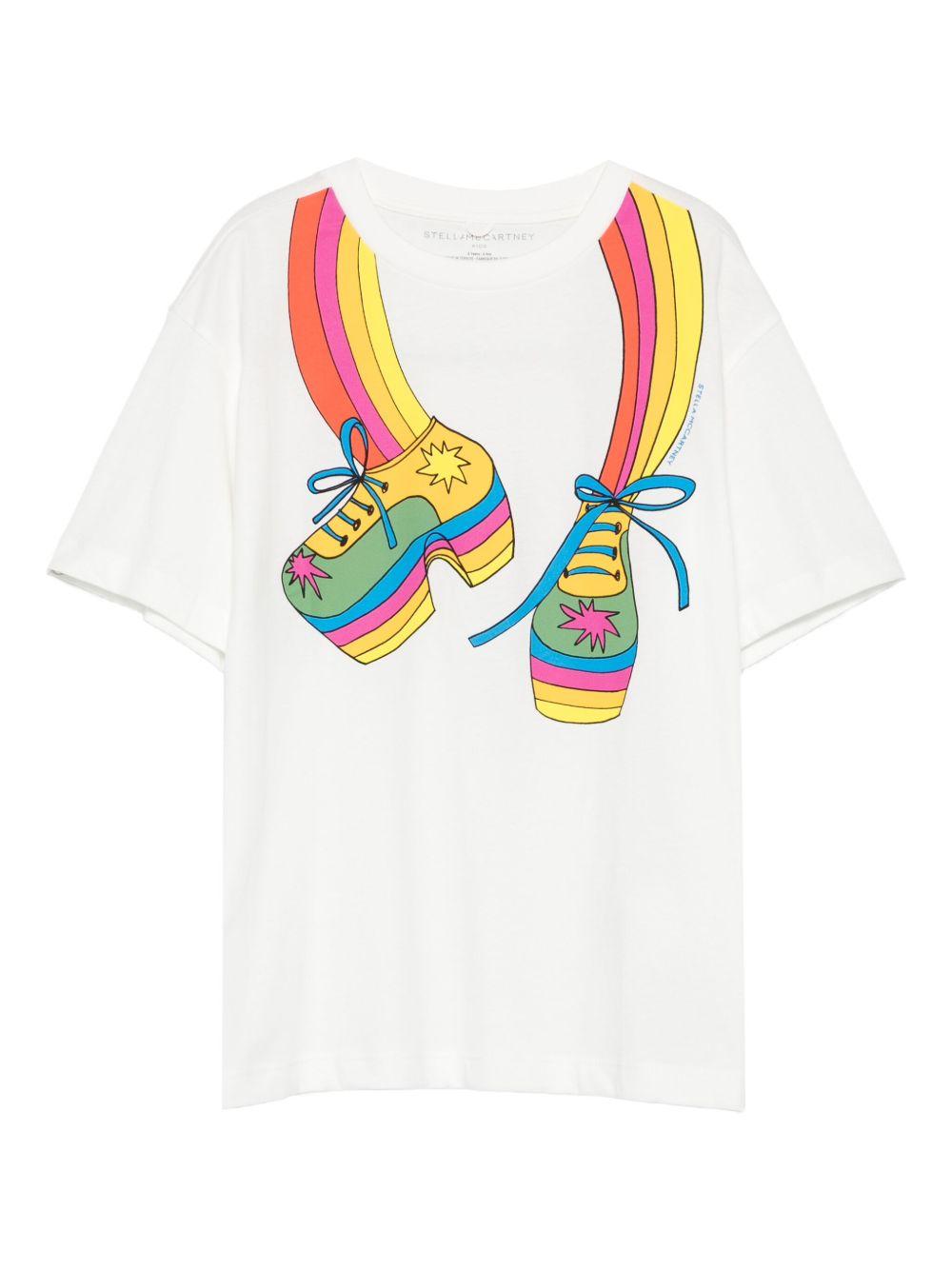 T-shirt per bambina Stella McCartney Kids bianco con stampa grafica TX8B31 Z0434 101 STELLA McCARTNEY KIDS