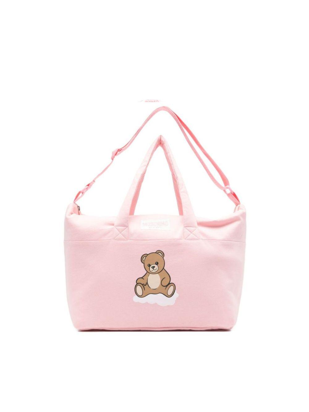 Borsa fasciatoio per neonato Moschino Kids rosa con applicazione orsetto MUX05TLCA19 50209 MOSCHINO KIDS