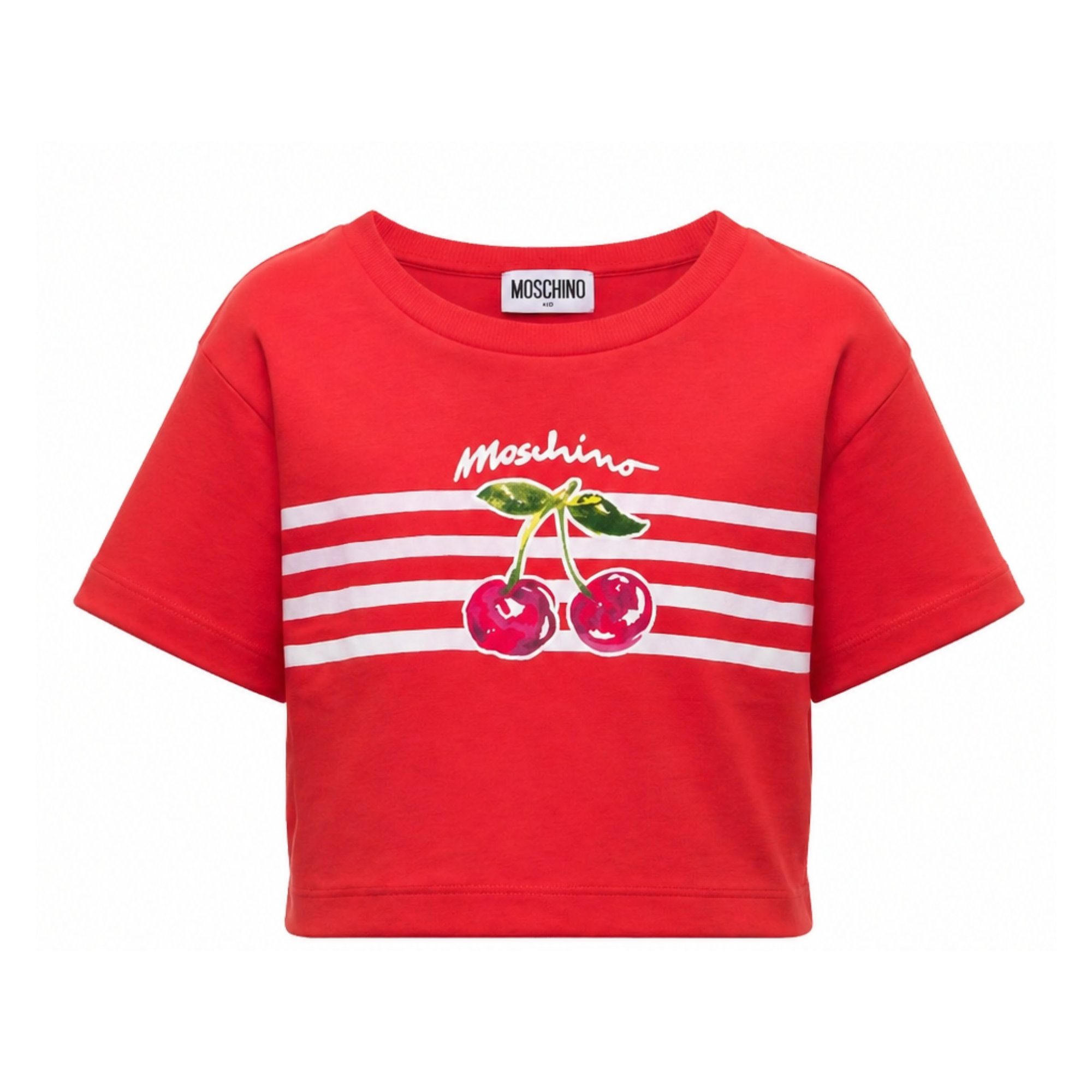 T-shirt per bambina Moschino Kids rossa con stampa ciliegie HDM06YLAA02 50109 MOSCHINO KIDS