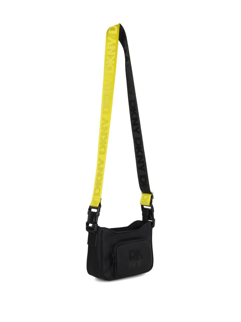 Borsa a spalla per bambina Dkny Kids nera con stampa logo D62641 09B DKNY