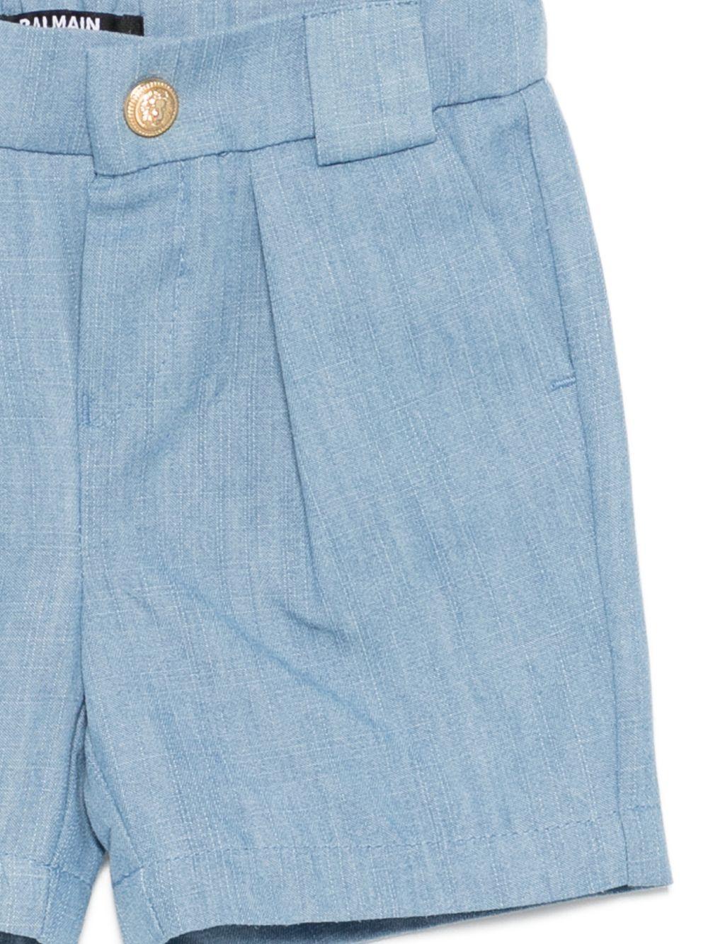 Shorts per neonato Balmain Kids azzurro passanti per cintura BY6689 P0588 653 BALMAIN KIDS