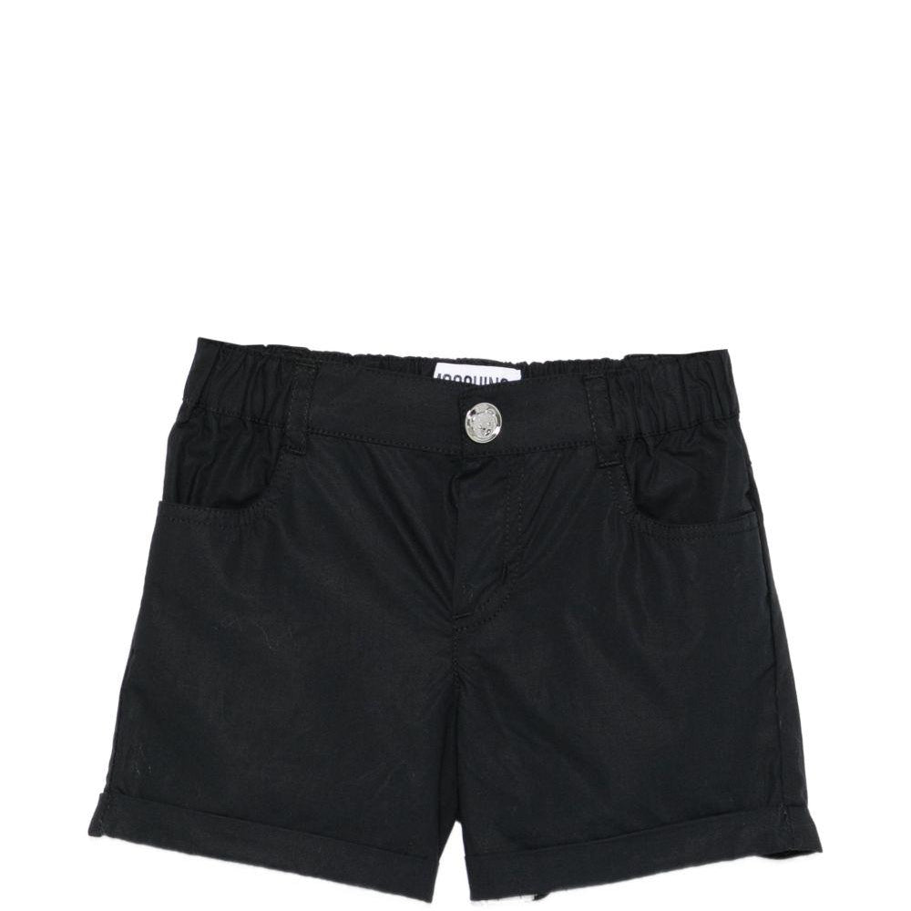 Shorts per neonato Moschino Kids neri con logo sul retro MNQ00RLLA10 60100 MOSCHINO KIDS