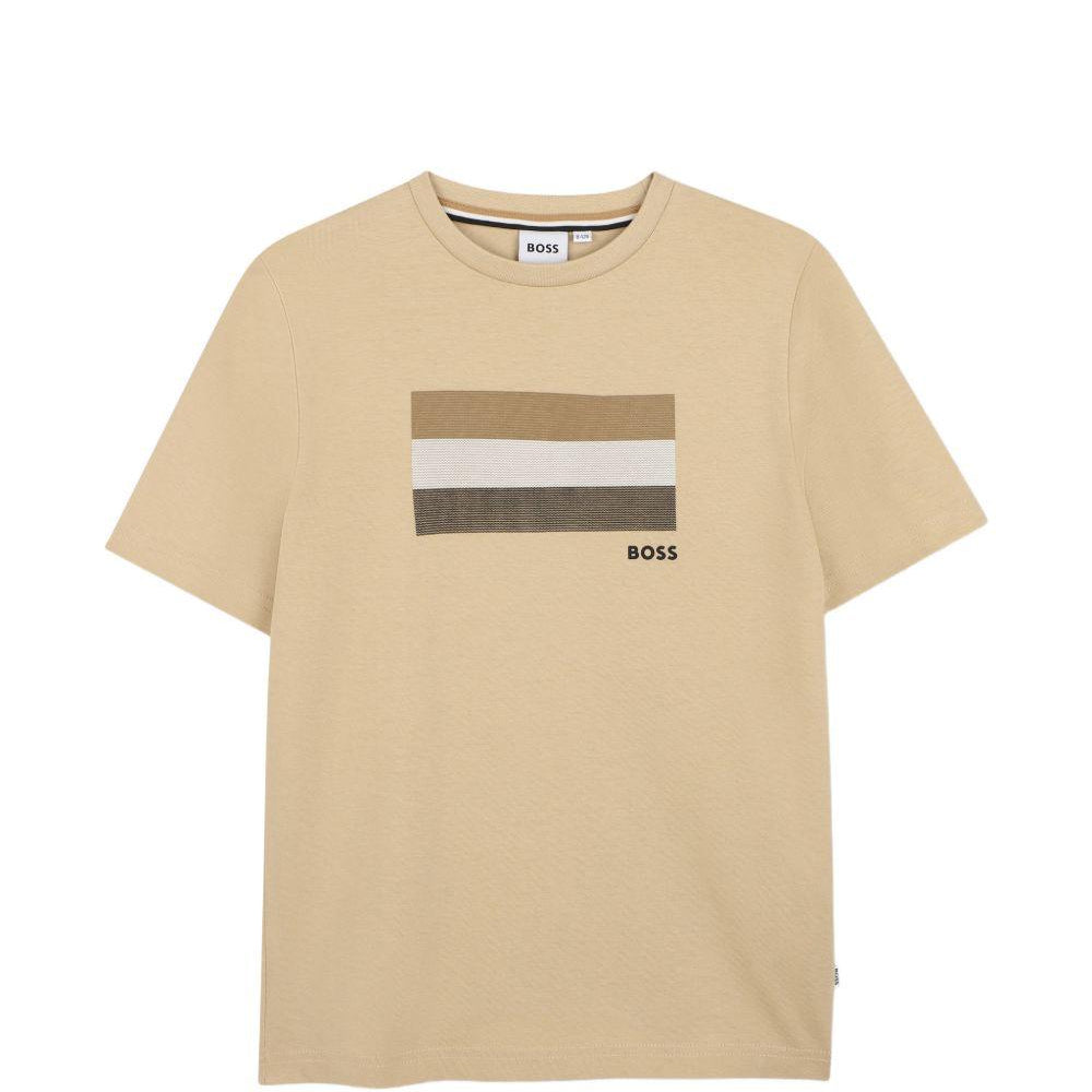 T-shirt per bambino Boss Kids beige con stampa grafica J52979 249 BOSS KIDS
