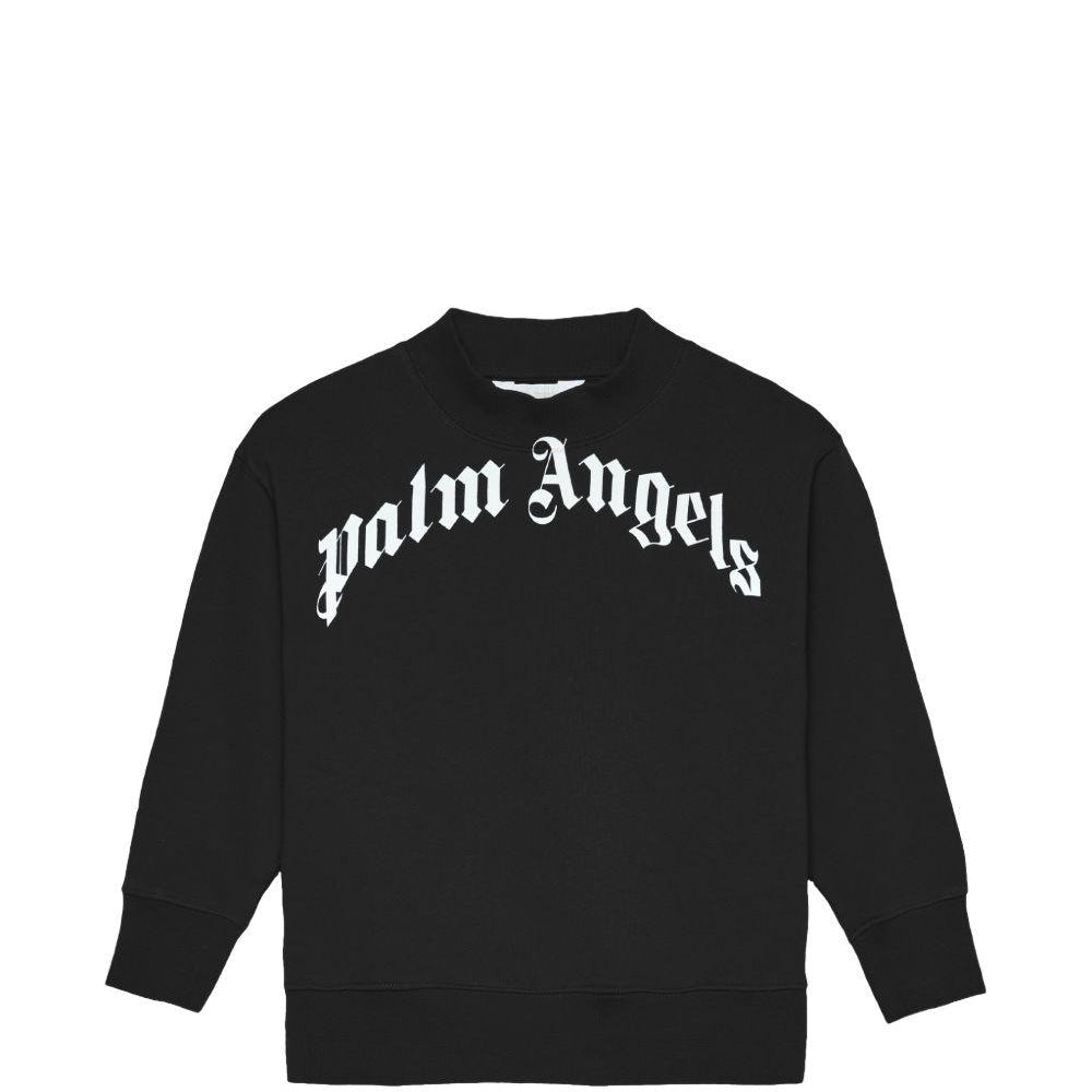 Felpa per bambino Palm Angels Kids nera con logo sul davanti PBBA012S26FLE001 110 PALM ANGELS KIDS