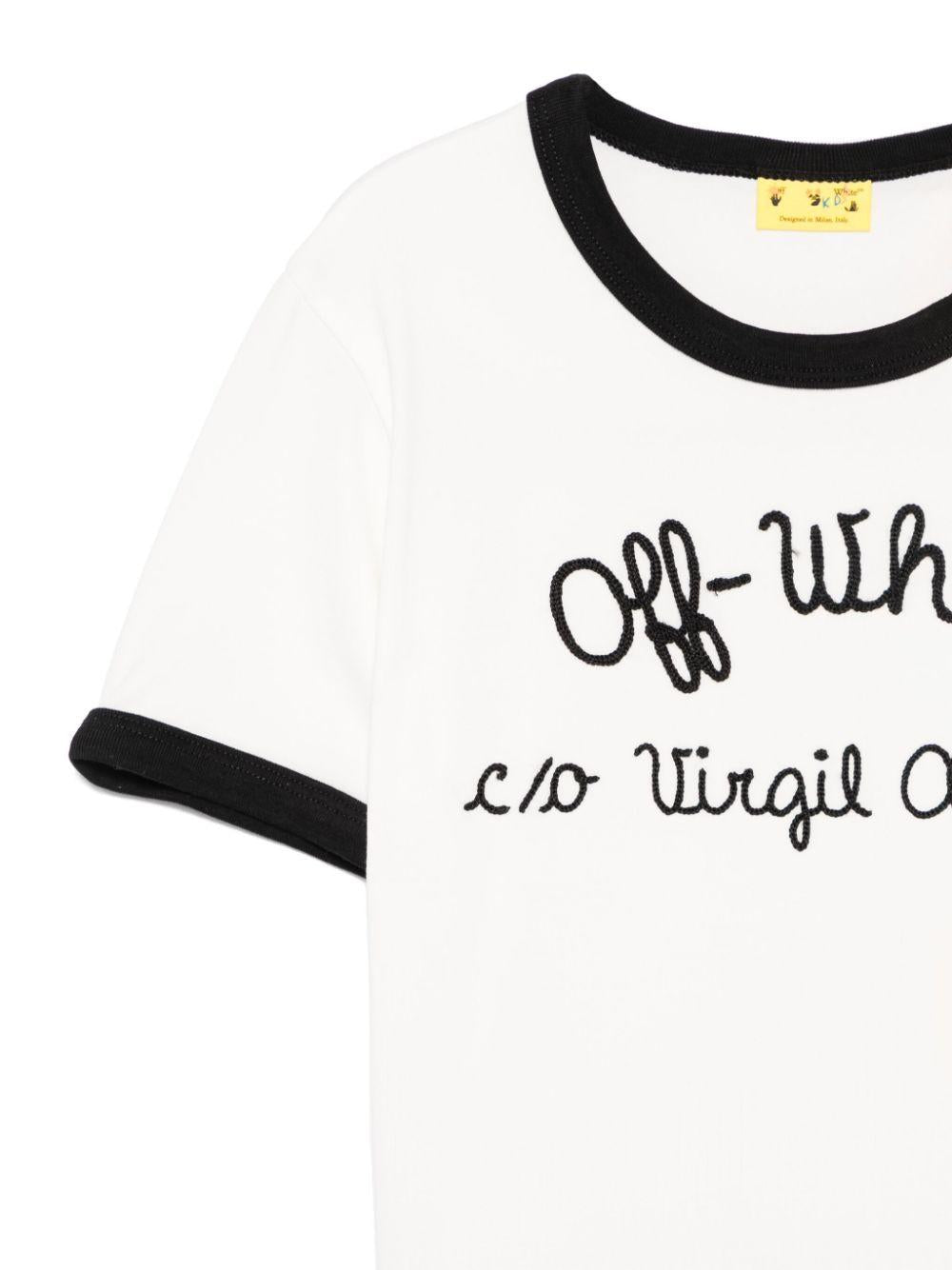 T-shirt Ringer per bambina Off-White Kids bianco con scollo rotondo OGAA01AS25JER001 0110 OFF WHITE KIDS