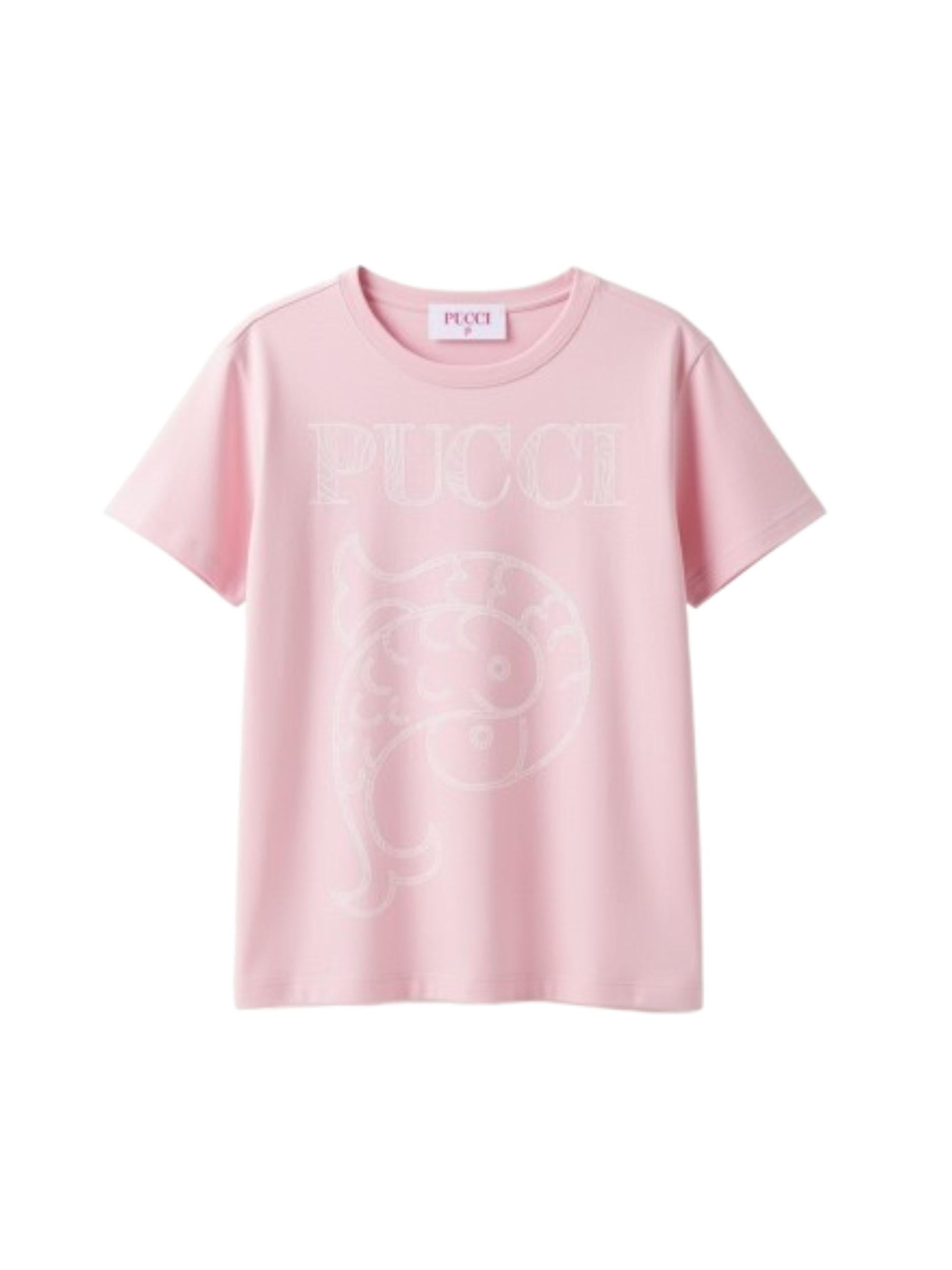 T-shirt per bambina Emilio Pucci Junior rosa con stampa grafica PY8A71 Z3672 51E EMILIO PUCCI KIDS