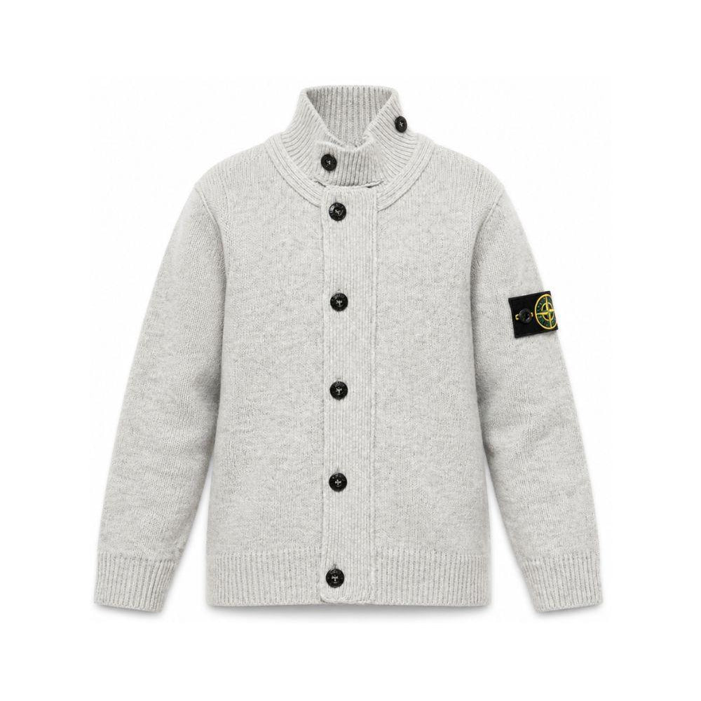 Cardigan per bambino Stone Island Junior grigio a collo alto con bottoni L2S165100003S00M1 V0M64 STONE ISLAND KIDS