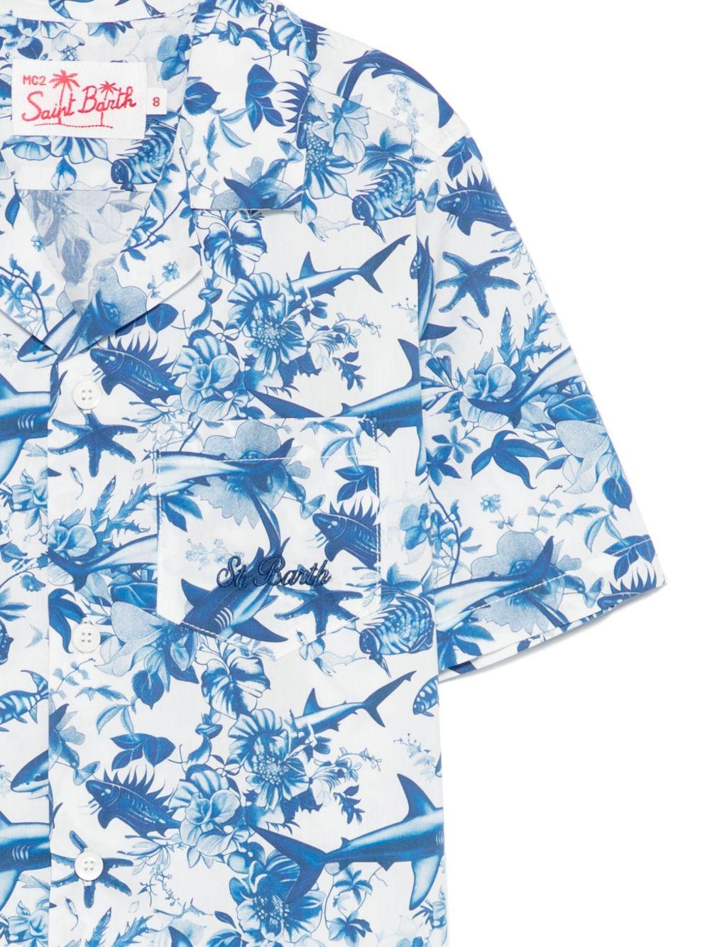 Camicia per bambino MC2 Saint Barth Kids Kalea bianco con stampa con motivo KALE002 01127H MC2 ST. BARTH KIDS