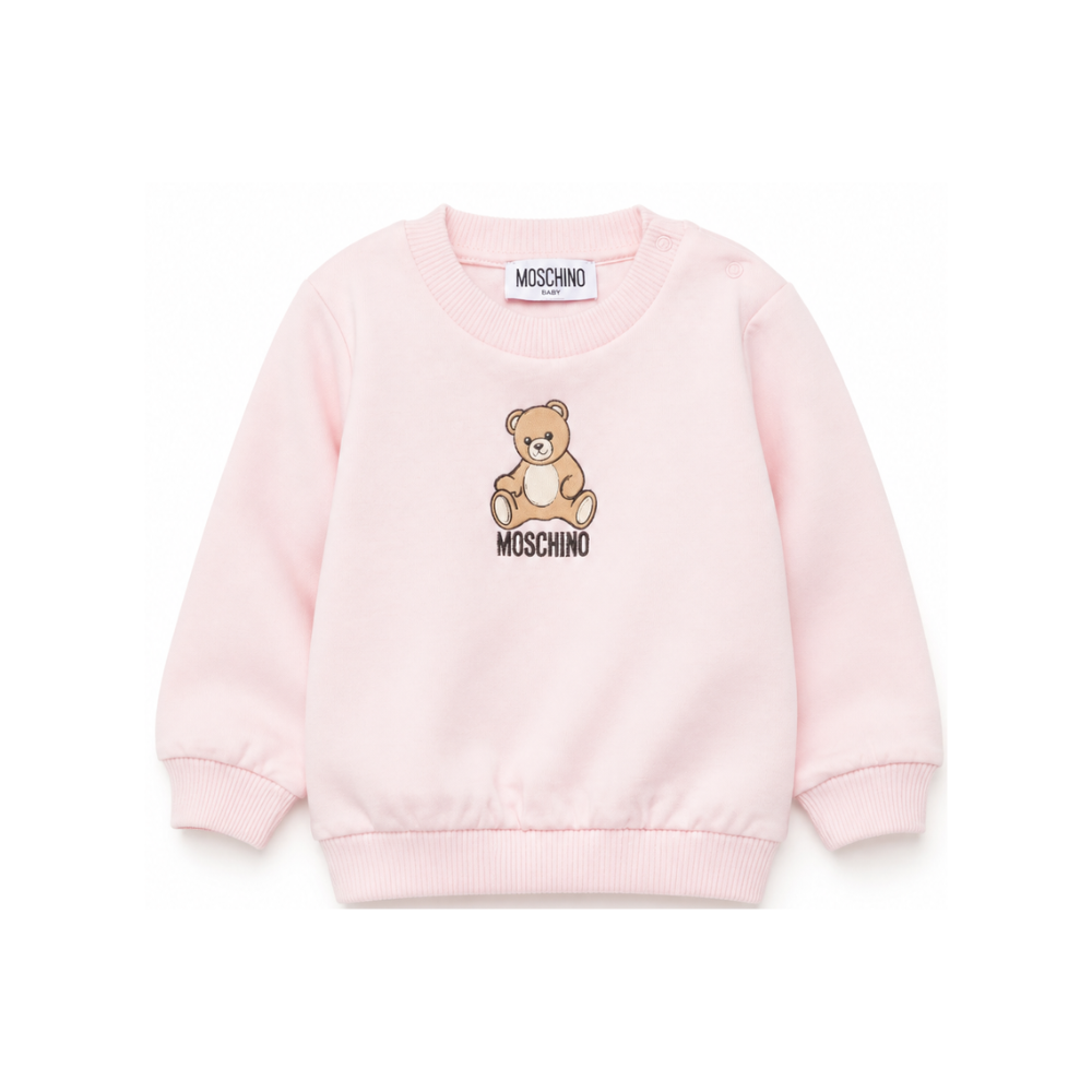 Felpa per neonata Moschino Kids rosa con motivo Teddy Bear MUF06ILCA40 50209 MOSCHINO KIDS