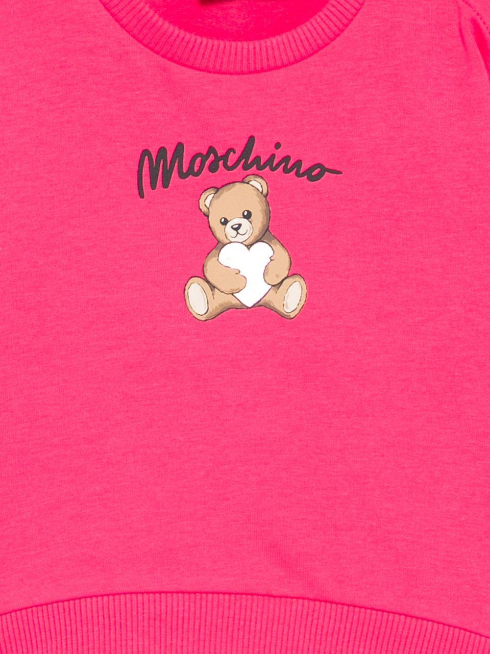 Felpa per neonata Moschino Kids fucsia con stampa orsetto MDF033LCA40 50541 MOSCHINO KIDS