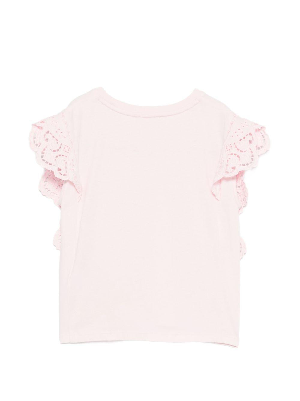 T-shirt Malalia per bambina Louise Misha rosa con dettagli in pizzo GRI-S26-T0299 BLUSH LOUISE MISHA