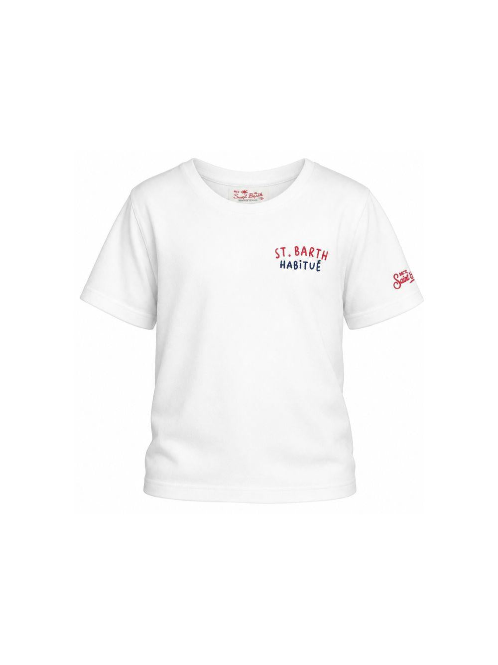 T-shirt per bambino MC2 Saint Barth Kids bianca con dettaglio ricamato PRL0001 00320L MC2 ST. BARTH KIDS
