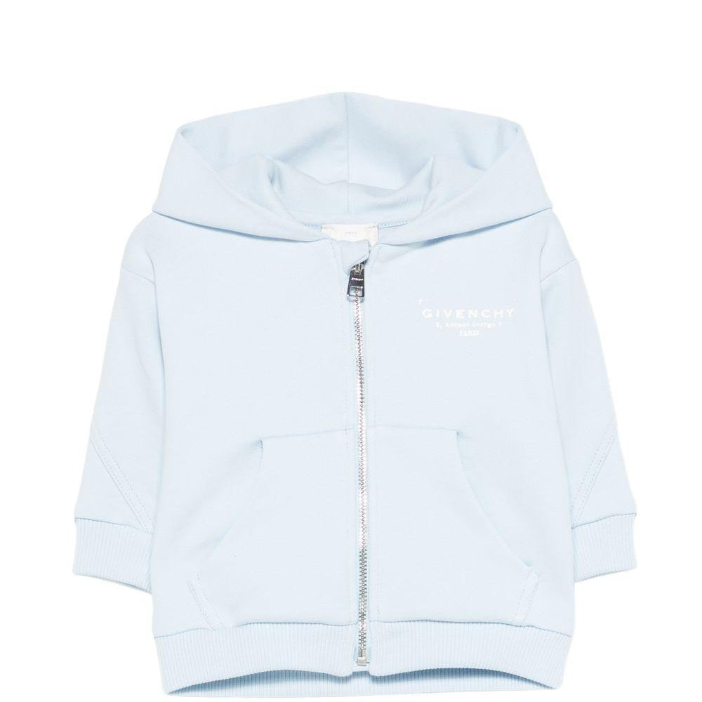 Felpa per neonato Givenchy Kids azzurra con logo sul davanti H31195 77L GIVENCHY KIDS