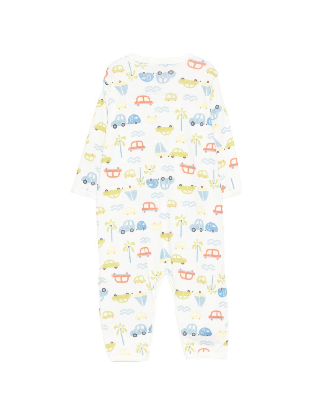 Tutina per neonato Petit Bateau bianca con stampa di auto all-over A0FRH 01 PETIT BATEAU