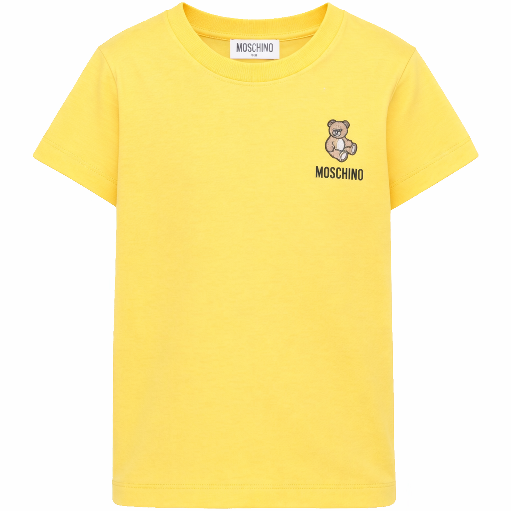 T-shirt per bambini Moschino Kids gialla con ricamo Teddy Bear HUM05TLAA02 50577 MOSCHINO KIDS