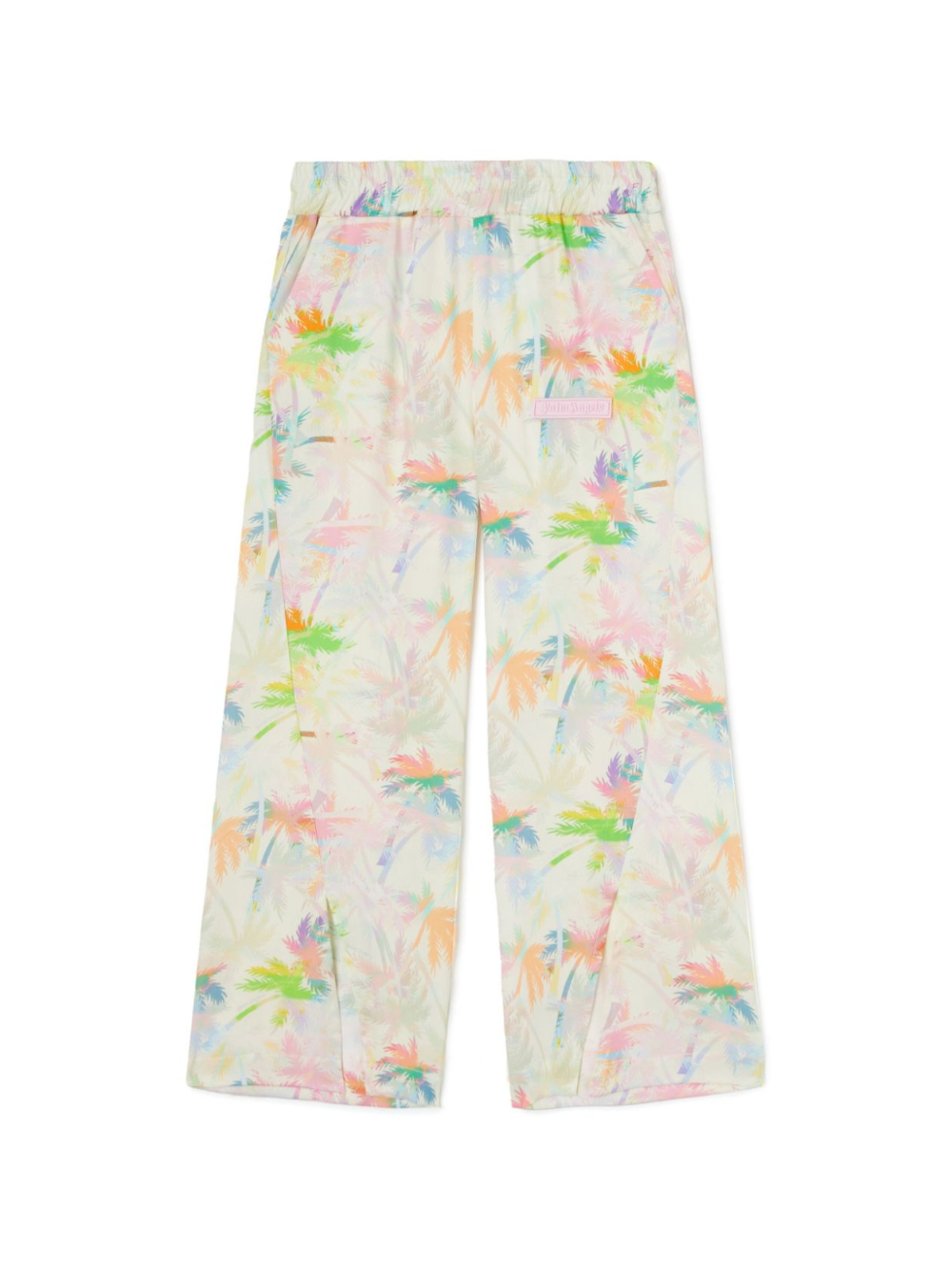 Pantaloni con stampa Palm Tree per bambina Palm Angels Kids bianco con vita elasticizzata PGCA015S25FAB001 043B PALM ANGELS KIDS