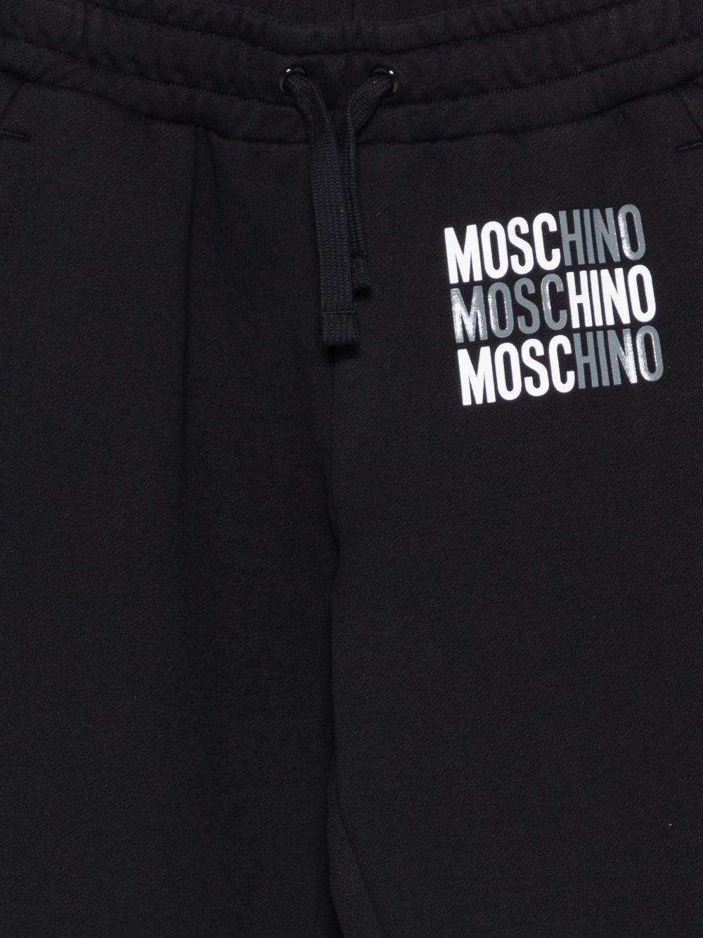 Pantaloni sportivi per bambino Moschino Kids neri con logo sul davanti HMP07CLCA32 60100 MOSCHINO KIDS