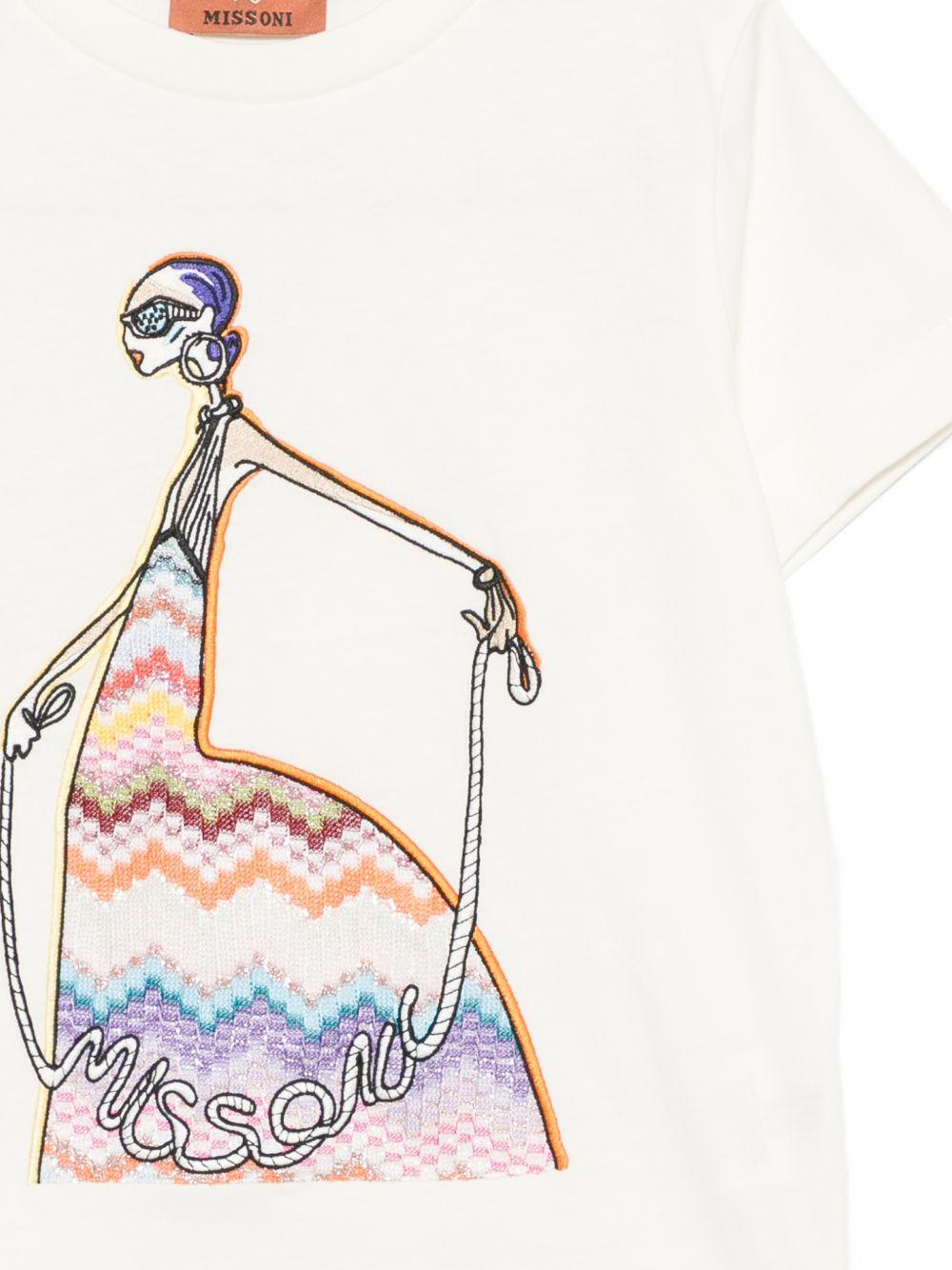 T-shirt per bambina Missoni Kids bianca con stampa grafica MZ8A41 Z3672 102 MISSONI KIDS