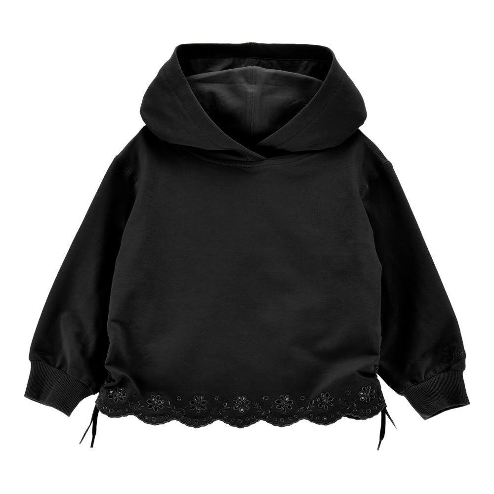 Felpa per bambina Monnalisa nera con ricamo a fiori 17G600 7014 0050 MONNALISA KIDS