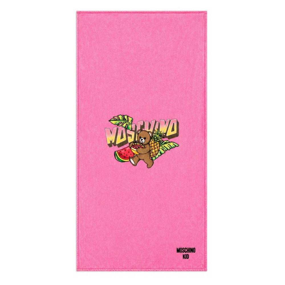 Telo mare per bambina Moschino Kids fucsia con logo sul davanti HTX01BLGA24 50533 MOSCHINO KIDS