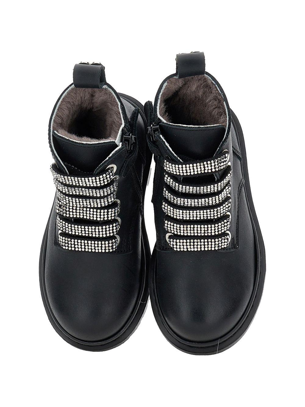 Stivaletti per bambina Monnalisa Kids neri con cinturini con cristalli 8CH001 8782 0050 MONNALISA KIDS