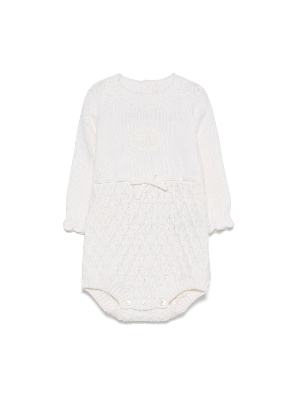 Tutina per neonata Fendi Kids bianco con lavorazione in maglia BUG187 ATRM F0TU9 FENDI KIDS