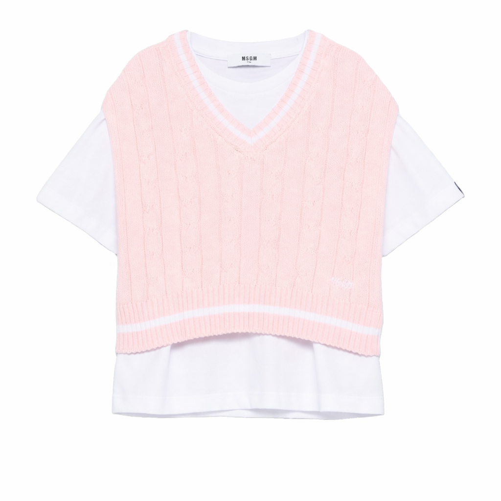 Set t-shirt e gilet per bambina MSGM Kids multicolore con logo sul retro S6MSJGTH034 001/78 MSGM KIDS
