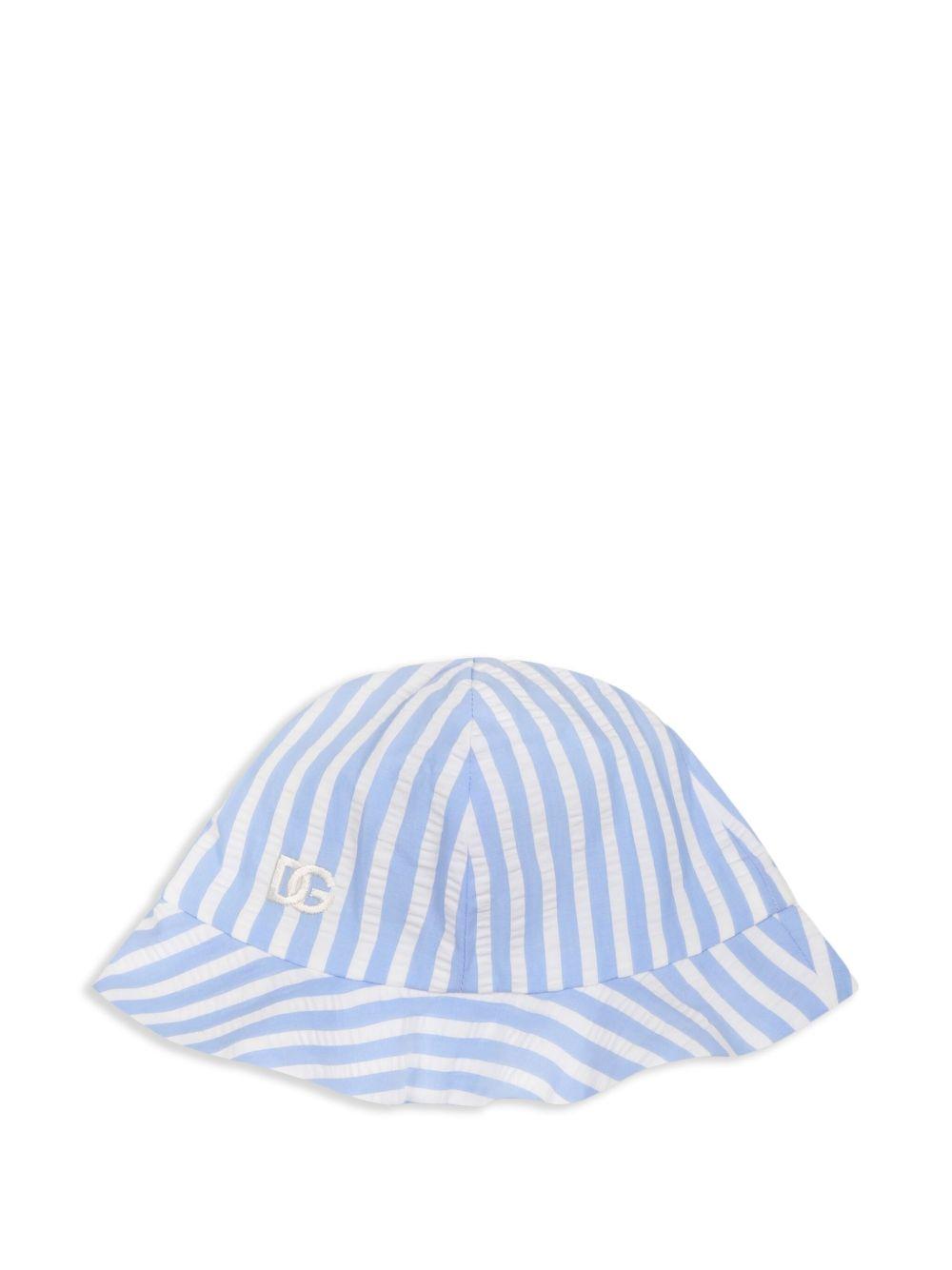 Cappello bucket con ricamo per neonata Dolce & Gabbana Kids azzurro con tesa stretta e bassa LN5H61 FR50R S8051 DOLCE & GABBANA KIDS