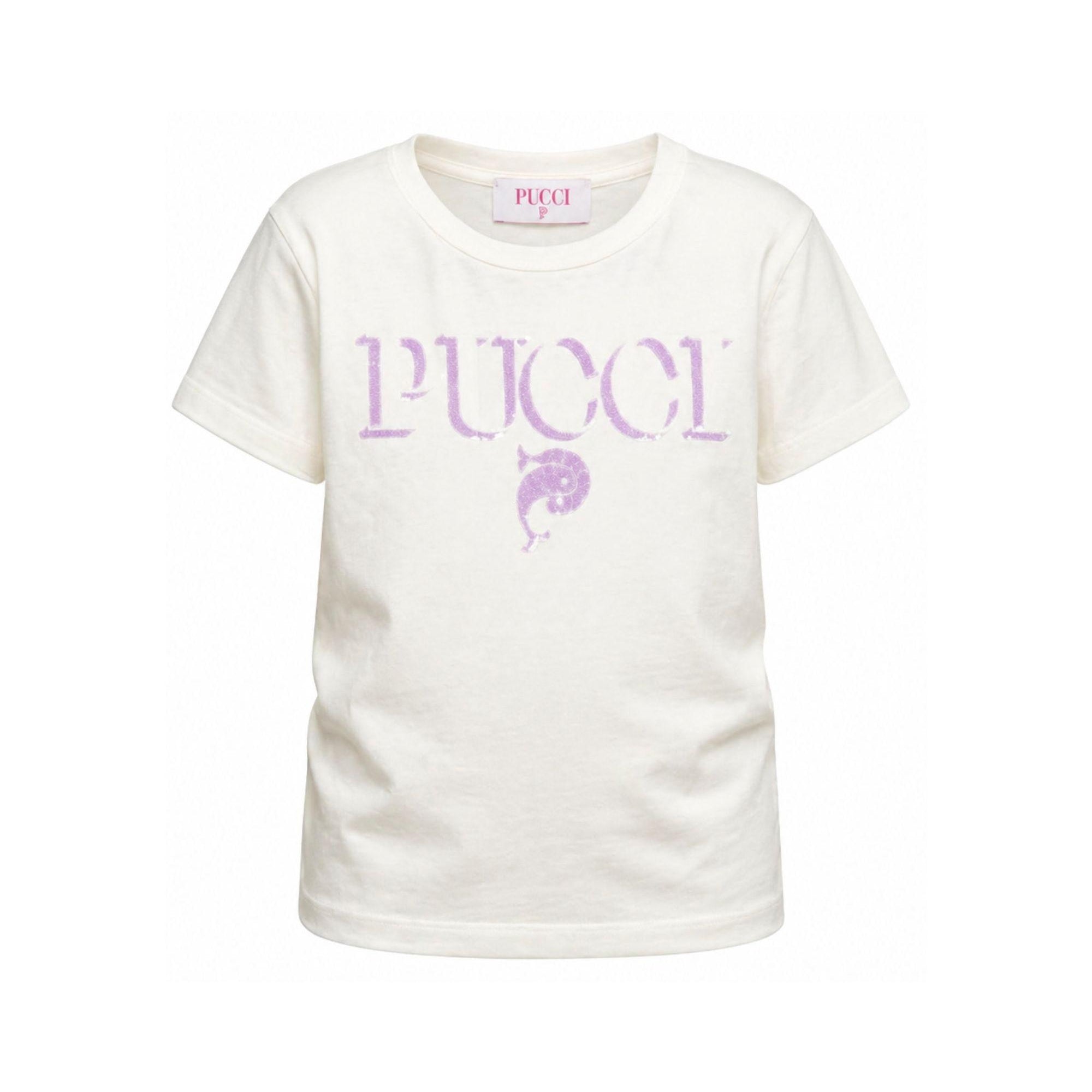T-shirt per bambina Pucci Junior bianca con stampa logo PY8B71 Z3672 102LI EMILIO PUCCI KIDS