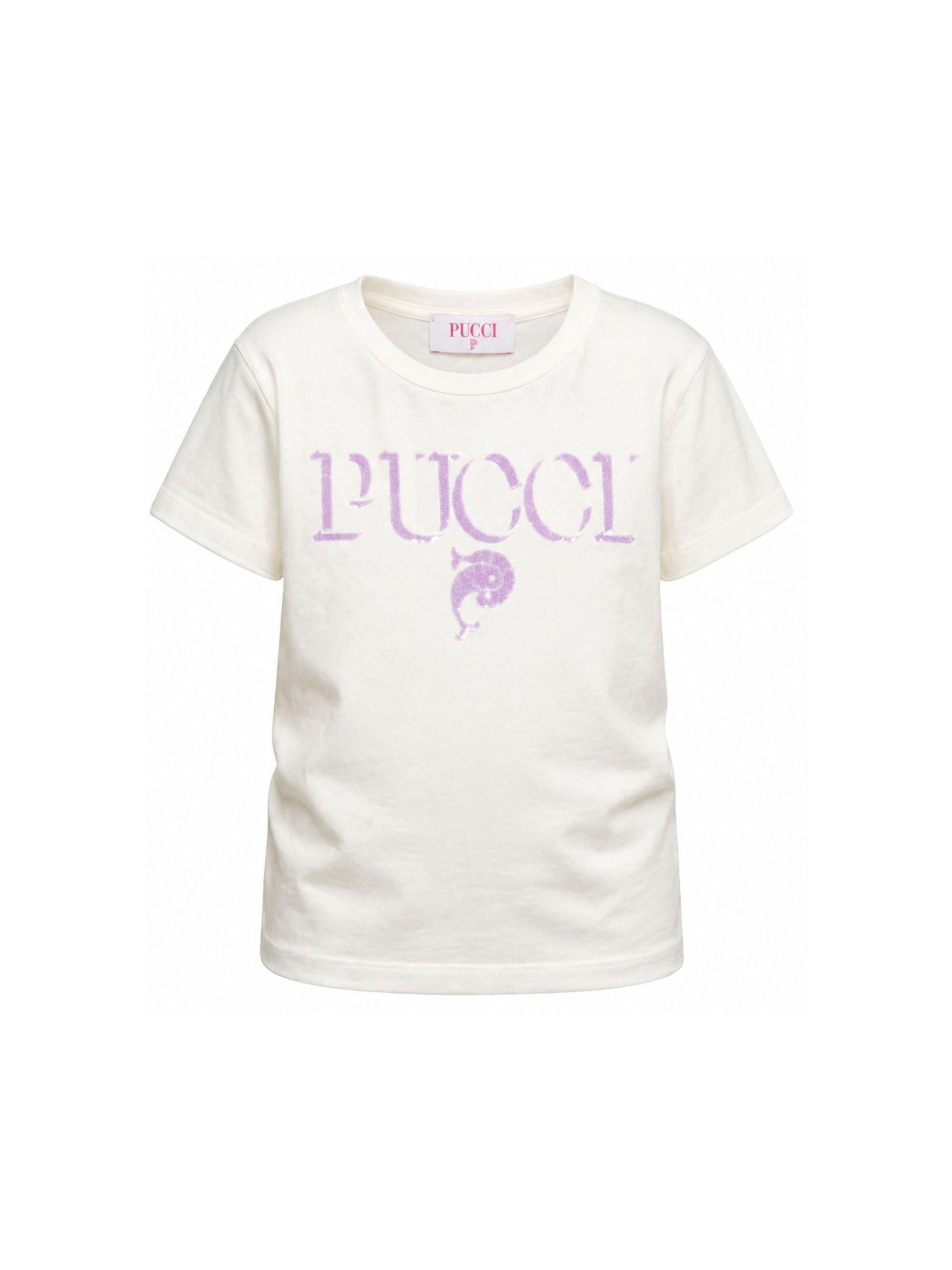 T-shirt per bambina Pucci Junior bianca con stampa logo PY8B71 Z3672 102LI EMILIO PUCCI KIDS